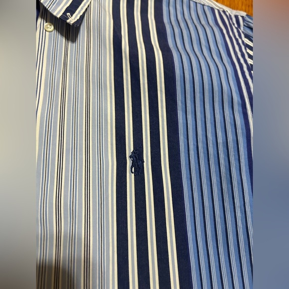 Ralph Lauren Shirt Mens XL Blue Striped Button Up Long Sleeve Pony - Picture 4 of 8
